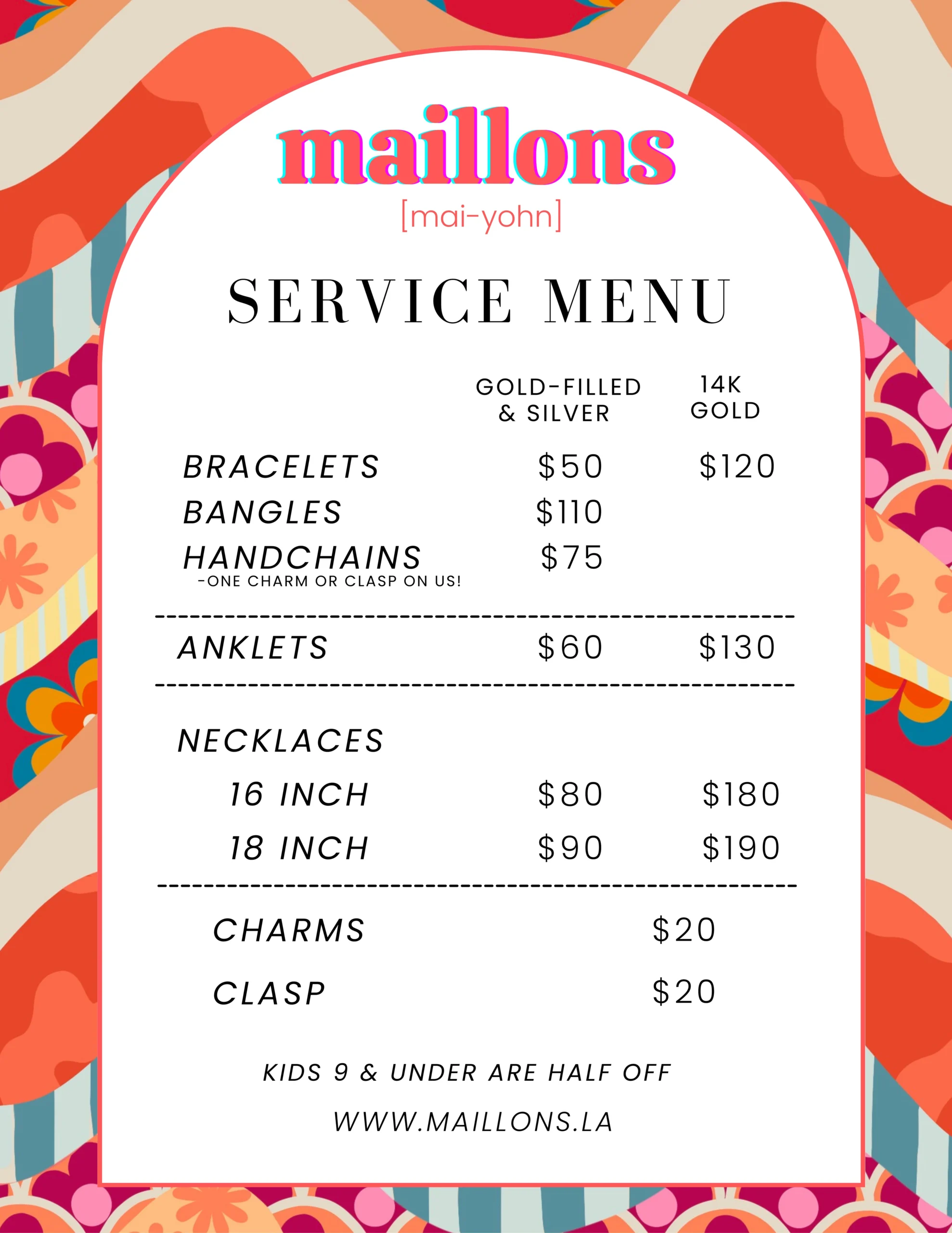 Maillons Pricing Maillon's Pricing